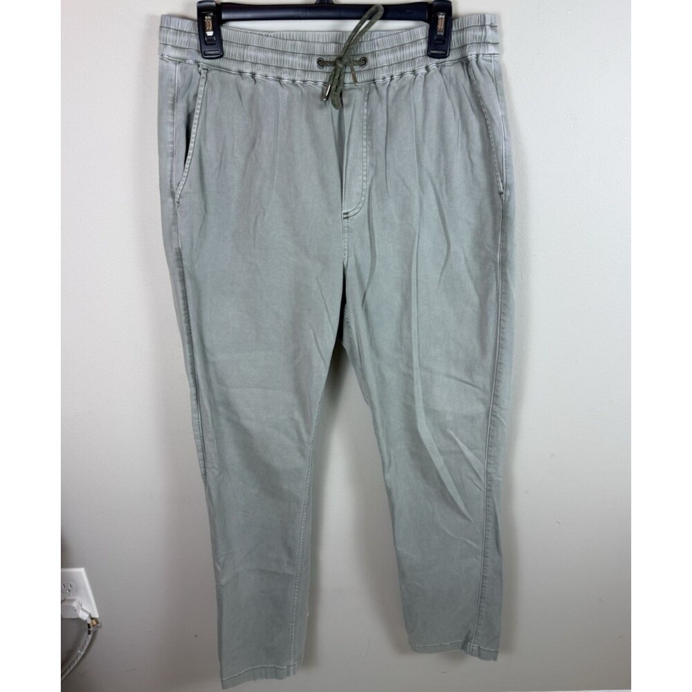 Faherty Essential Drawstring Pant Mens Large Sage Green Organic Cotton Linen